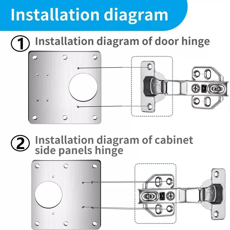 2/10Pcs Sets Hinge Repair Plate Kitchen Cabinet Door Hinges Mounting Plate with Screw Flat Fixing Brackets Furniture Hardware To