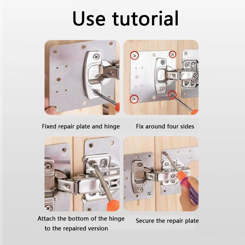 2/10Pcs Sets Hinge Repair Plate Kitchen Cabinet Door Hinges Mounting Plate with Screw Flat Fixing Brackets Furniture Hardware To
